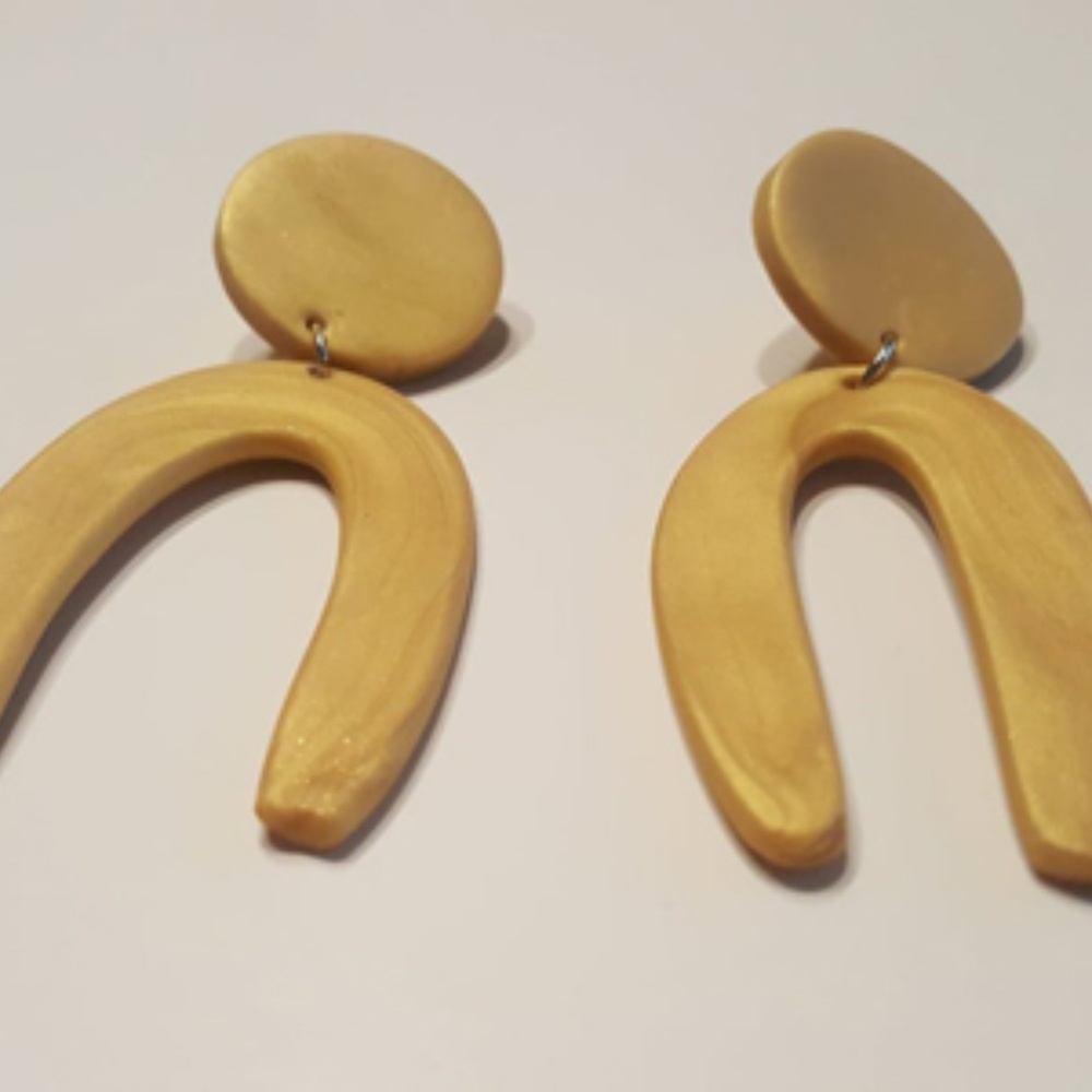 Gold  Arch polymer clay earrings: